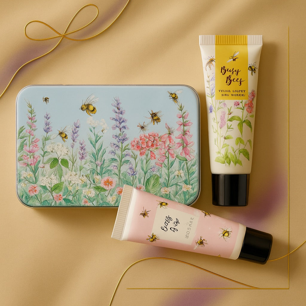 Zestaw do Rąk i Ust w Pudełku Heathcote & Ivory Busy Bees Hand & Lip Tin