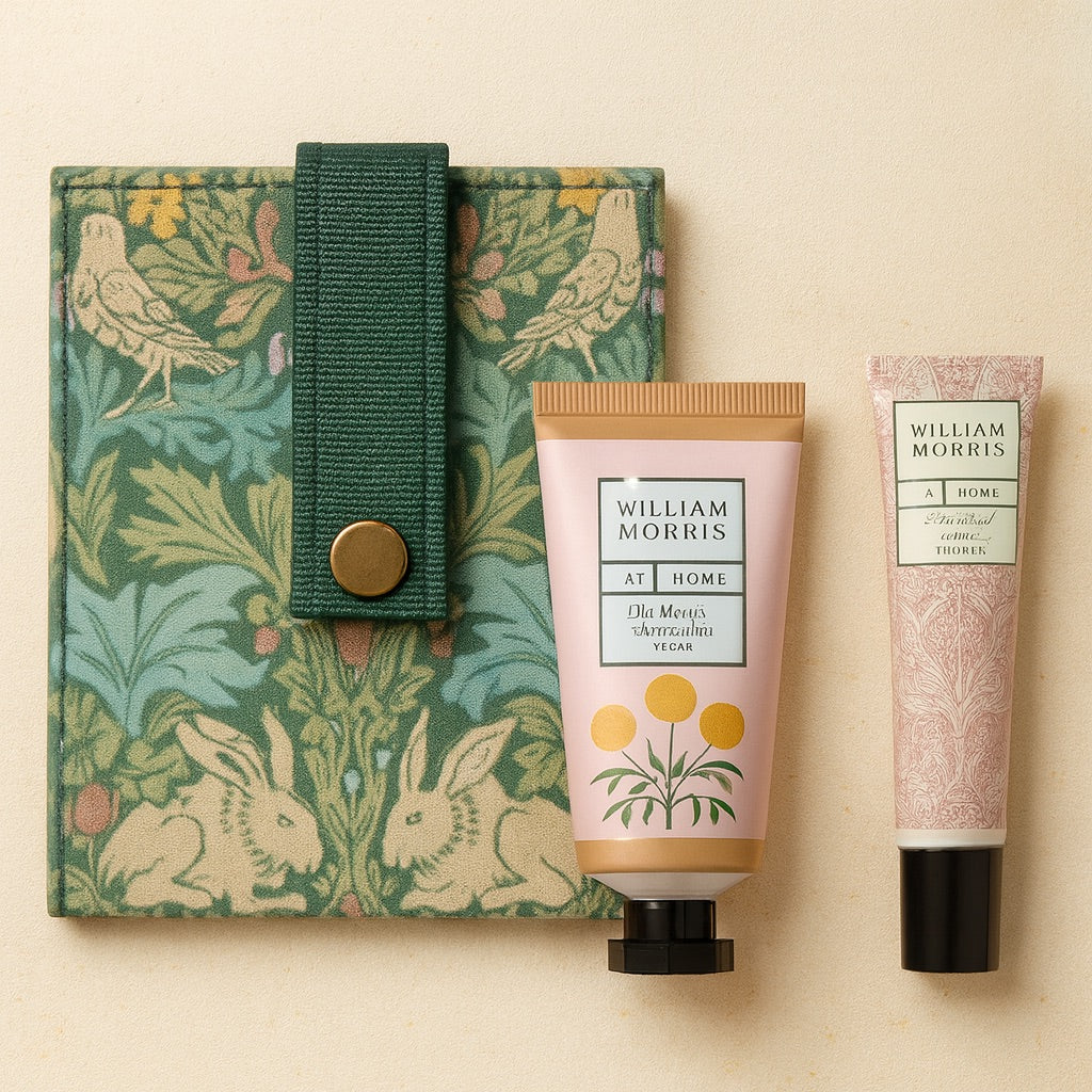 Zestaw Balsam do Ust i Krem do Rąk w Aksamitnej Eleganckiej Saszetce William Morris Hand Cream 30ml and Lip Balm 10ml
