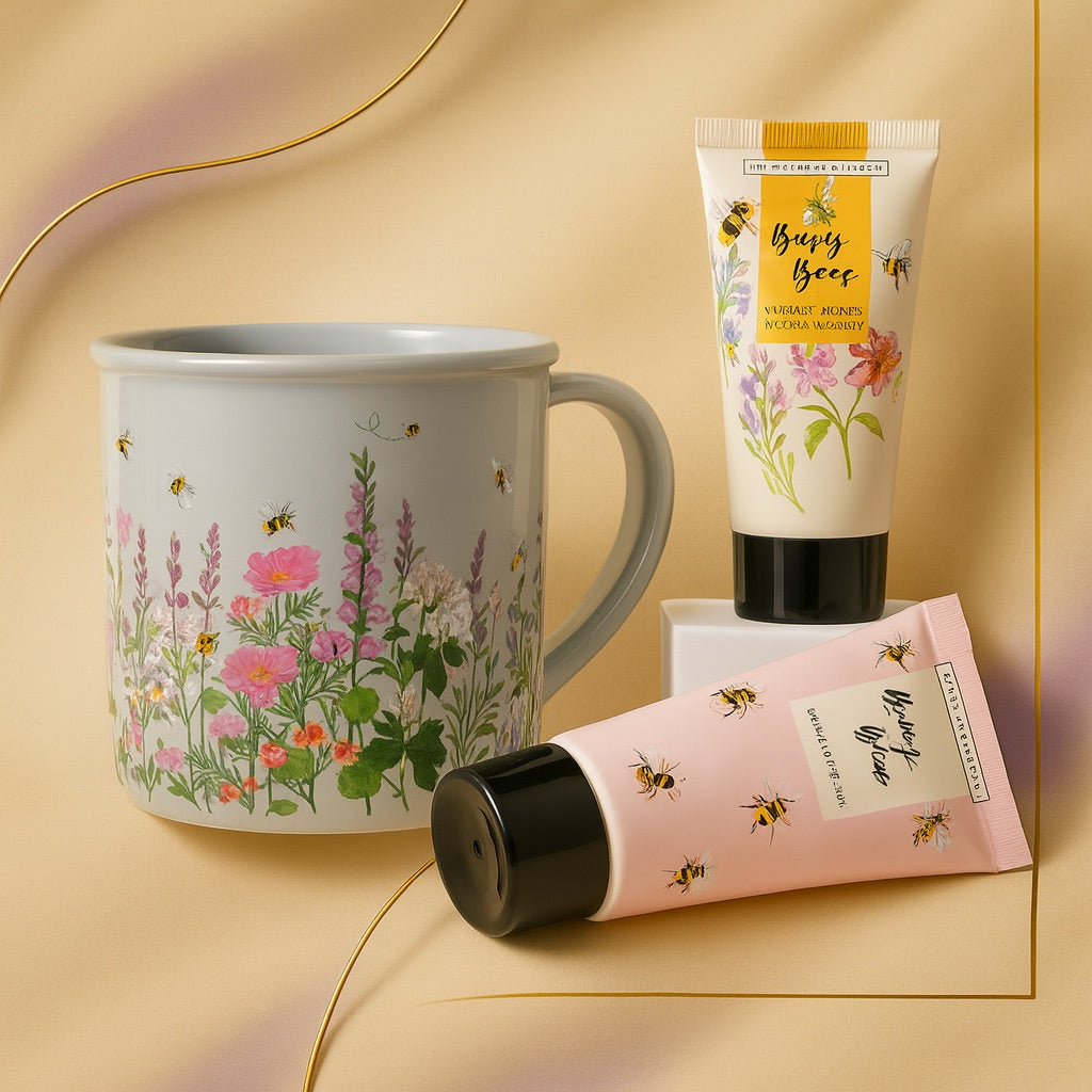 Zestaw upominkowy Kremy do rąk w Kubku Heathcote & Ivory Busy Bees Giftable Mug Set